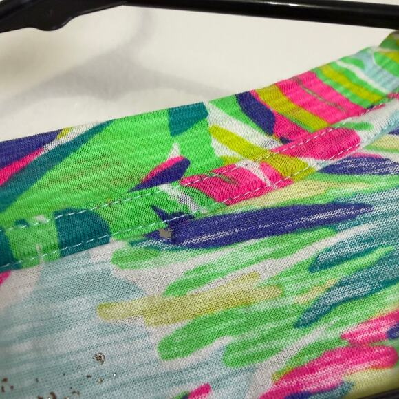 Lilly Pulitzer V Neck Shirt Womens Small Top Floral Cotton Multi Island Time * - Picture 10 of 10